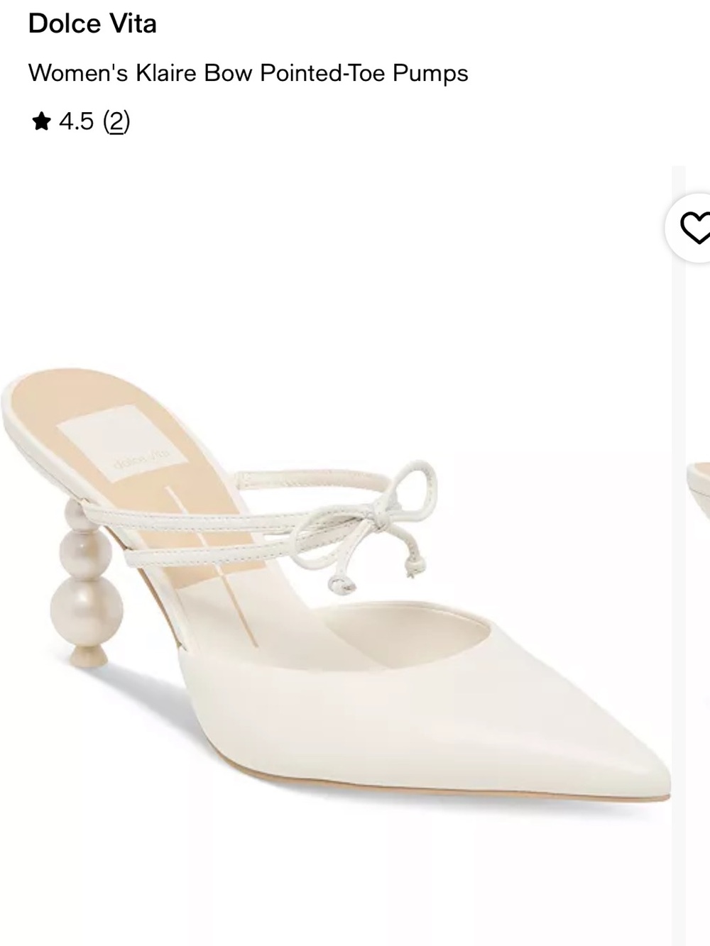 Dolce Vita Ivory Klaire Bow Pointed-Toe Pumps